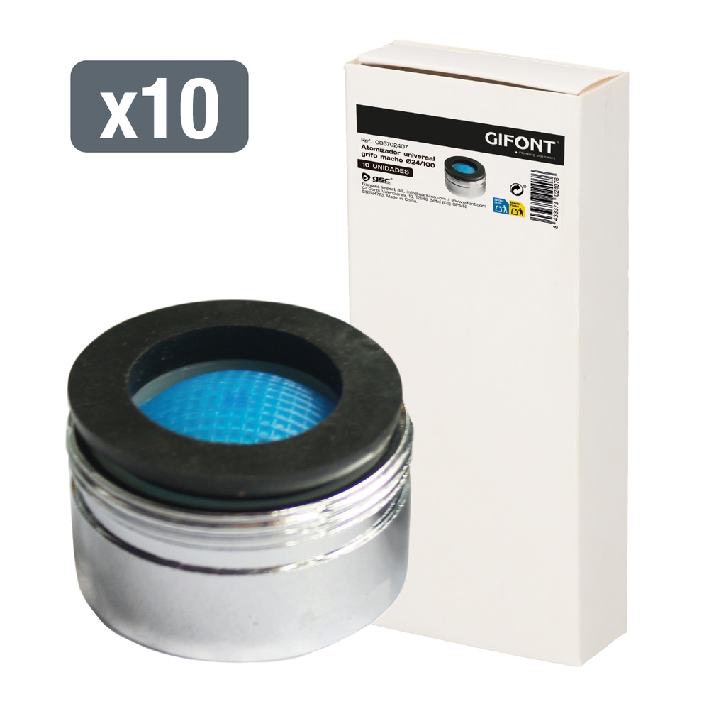Caixa 10 atomizadores macho para torneira Ø 24/100