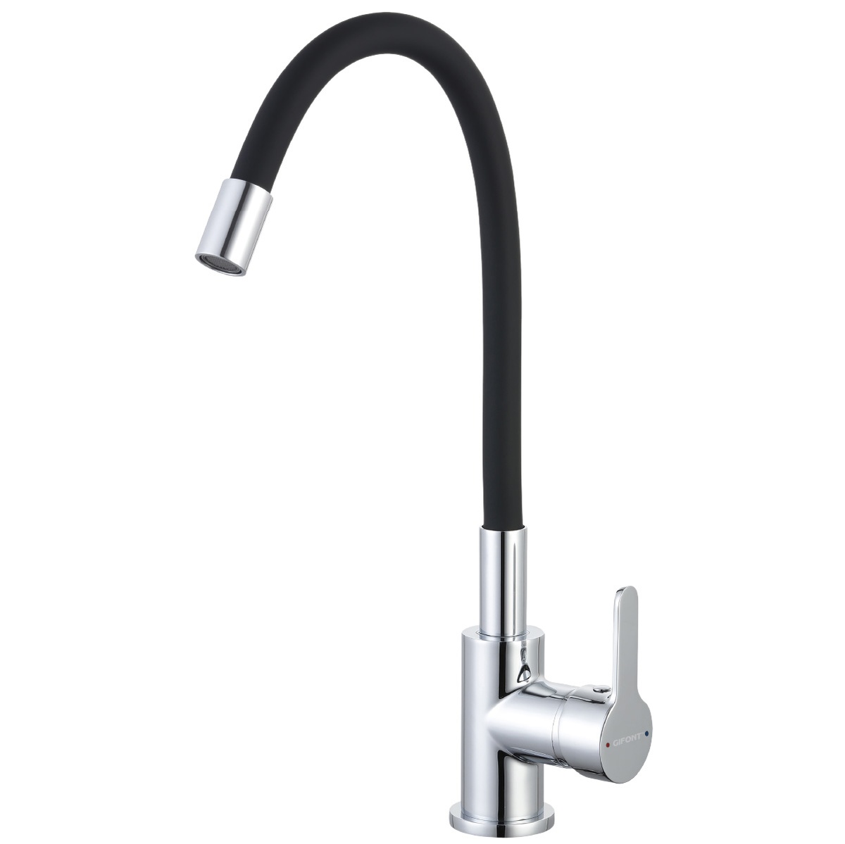 Torneira de pia de cano silicone flexível Série Roma Preta fosca 